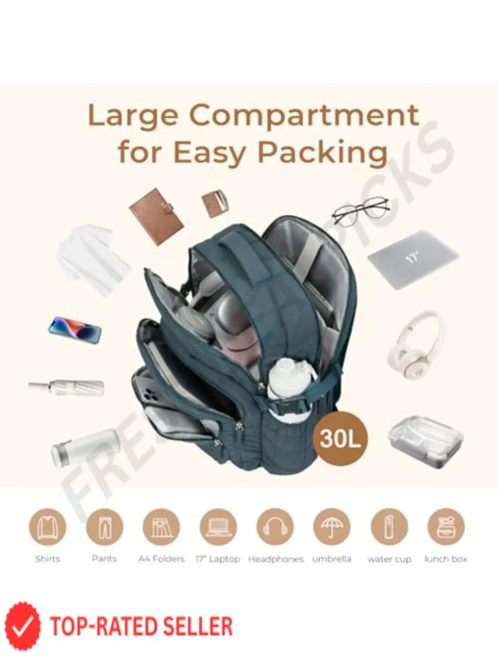 Quilted Backpack with RFID, 17.3 Inch Laptop Travel Backpack, Women's